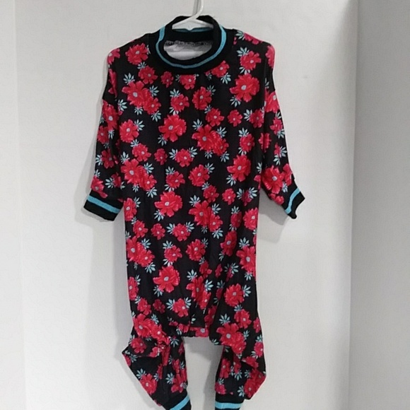 LovinPet Black & Red Floral Print Dog Pajamas Size L *NWT* - Picture 1 of 8
